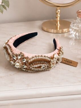 *New* Story by Davinci Pink Headband w/ Pearls and Rhinestones
